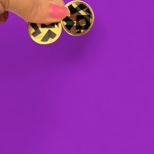 Geometric Gold and Black tone Earrings